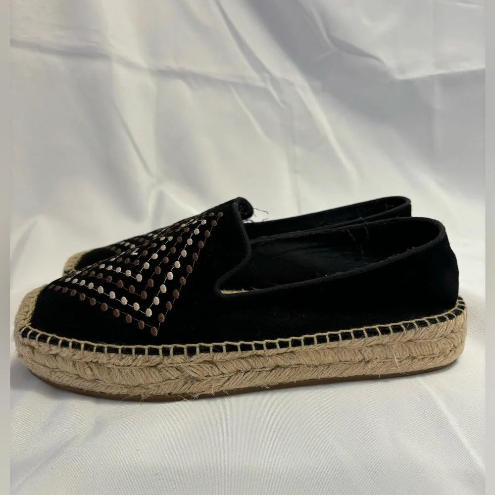Jack Rogers Luna Suede Embroidered Detail Slip On Espadrilles Women Size 9.5